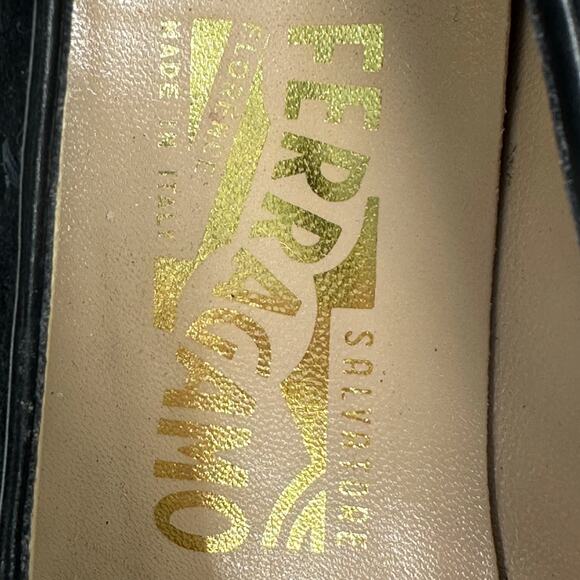 Salvatore Ferragamo | Size 6B | Black Quilted Suede w/ Diamond Design Block Heel - Picture 3 of 11